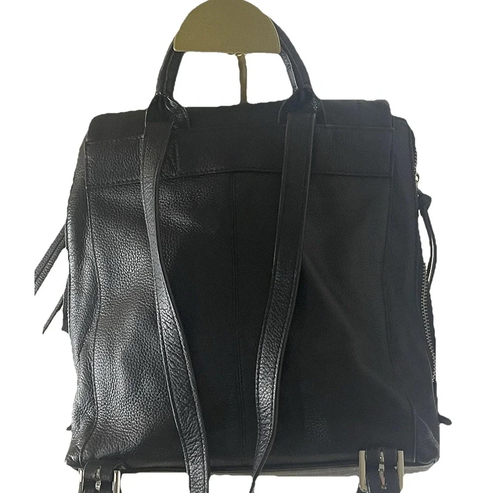Lodis Black Pebbled Leather Laptop Backpack Work Commute Minimalist Travel